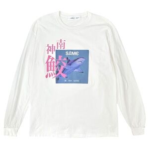Japanese Brand Lonely Logic White Same Same Shark Print Long Sleeve T-Shirt Tee